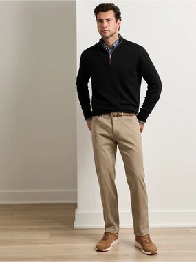 Peter Millar Signature Sateen Five-Pocket Pants In Grain